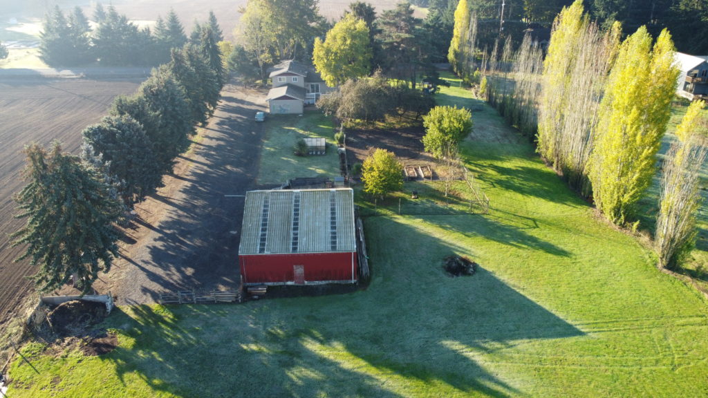 An arial view of the farm